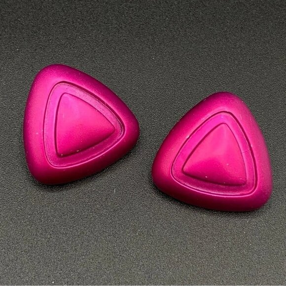 80s Hot Pink Disco Stud Earrings - Picture 8 of 10